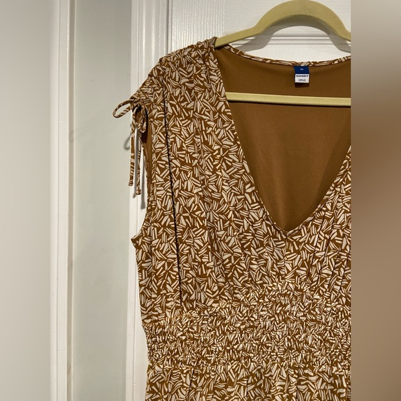 NWT Old Navy Size XL Tan Waist-Defined Sleeveless Tie-Shoulder Mesh Mini Dress - Picture 2 of 15